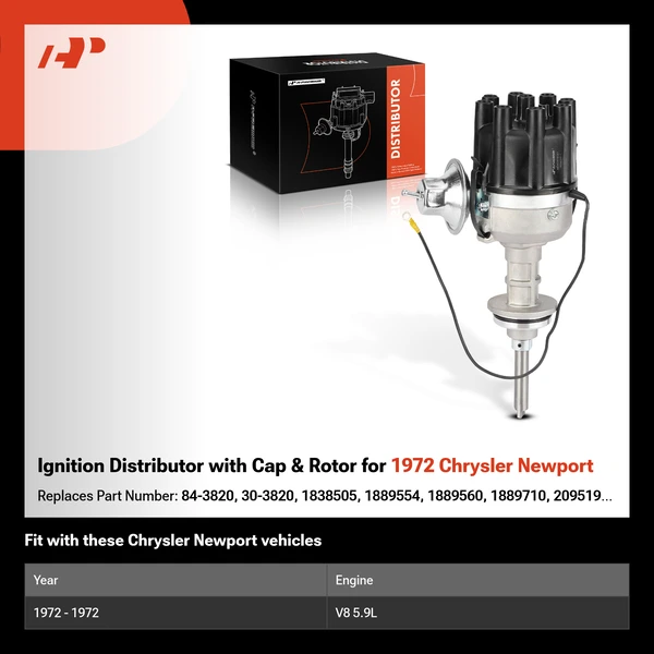 Distributor with Cap & Rotor for 1972 Chrysler Newport