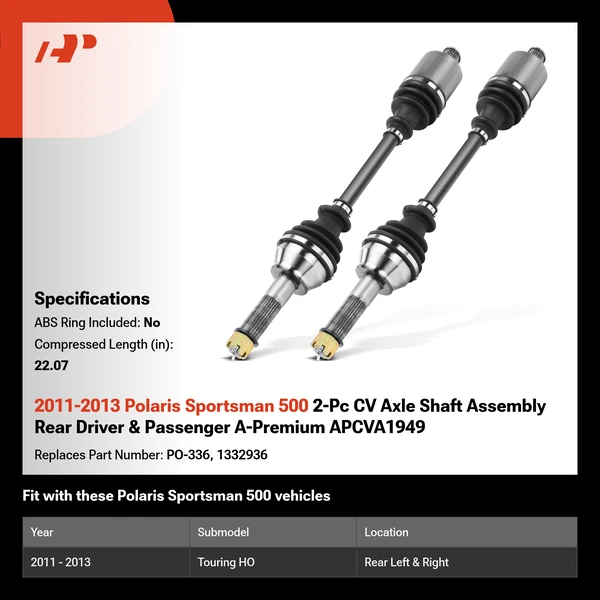 2011-2013 Polaris Sportsman 500 2-Pc CV Axle Shaft Assembly Rear Driver & Passenger A-Premium APCVA1949