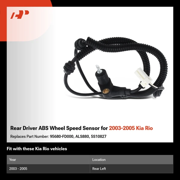 Rear Driver ABS Wheel Speed Sensor for 2003-2005 Kia Rio