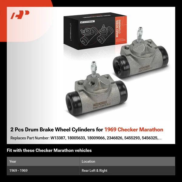 2 Pcs Drum Brake Wheel Cylinders for 1969 Checker Marathon