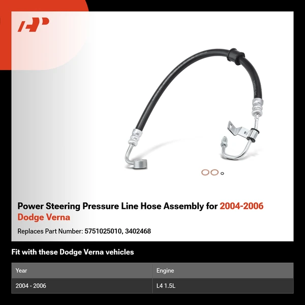 Power Steering Pressure Line Hose Assembly for 2004-2006 Dodge Verna