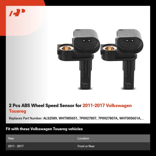 2 Pcs ABS Wheel Speed Sensor for 2011-2017 Volkswagen Touareg