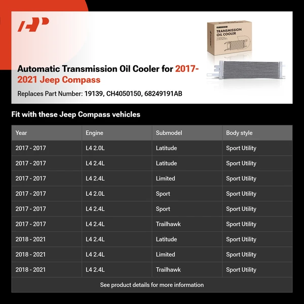 Automatic Transmission Oil Cooler for 2017-2021 Jeep Compass