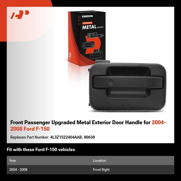 Front Passenger Upgraded Metal Exterior Door Handle for 2004-2008 Ford F-150
