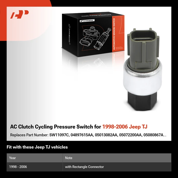 AC Clutch Cycling Pressure Switch for 1998-2006 Jeep TJ