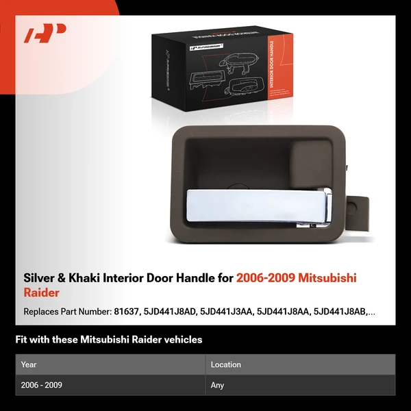 Silver & Khaki Interior Door Handle for 2006-2009 Mitsubishi Raider