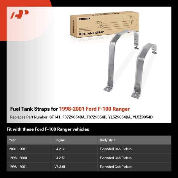 Fuel Tank Straps for 1998-2001 Ford F-100 Ranger