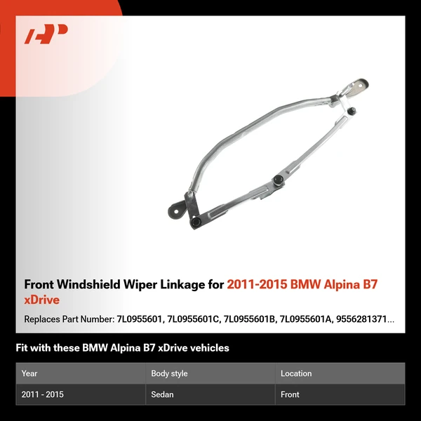 Front Windshield Wiper Linkage for 2011-2015 BMW Alpina B7 xDrive