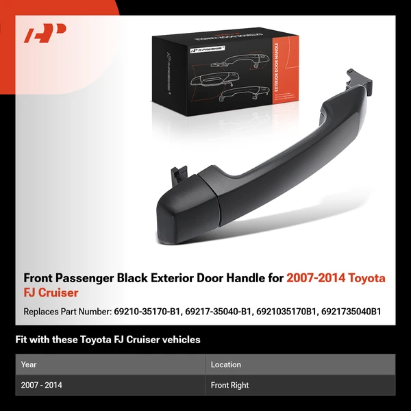Front Passenger Black Exterior Door Handle for 2007-2014 Toyota FJ Cruiser