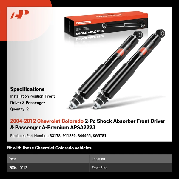 2004-2012 Chevrolet Colorado 2-Pc Shock Absorber Front Driver & Passenger A-Premium APSA2223