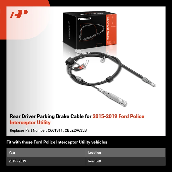 Rear Driver Parking Brake Cable for 2015-2019 Ford Police Interceptor Utility