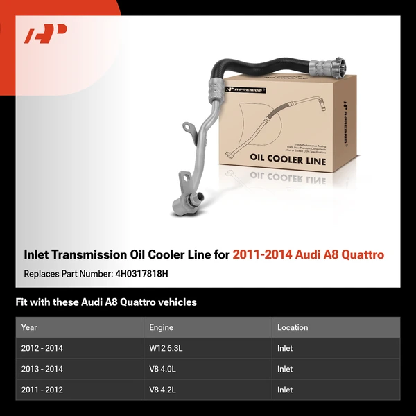 Inlet Transmission Oil Cooler Line for 2011-2014 Audi A8 Quattro