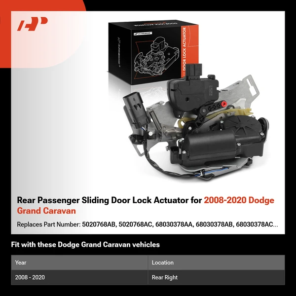 Rear Passenger Sliding Door Lock Actuator for 2008-2020 Dodge Grand Caravan