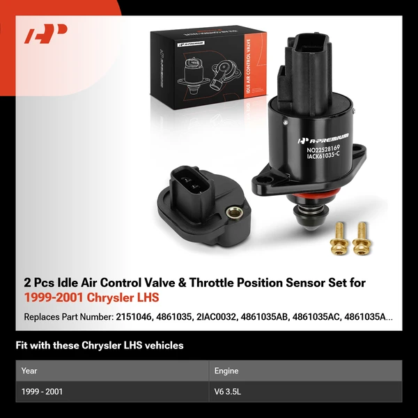 2 Pcs Idle Air Control Valve & Throttle Position Sensor Set for 1999-2001 Chrysler LHS