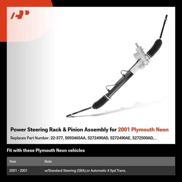 Power Steering Rack & Pinion Assembly for 2001 Plymouth Neon