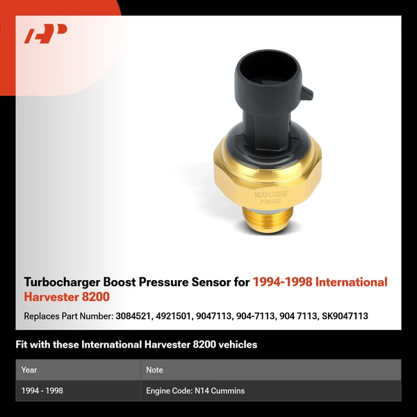 Turbocharger Boost Pressure Sensor for 1994-1998 International Harvester 8200