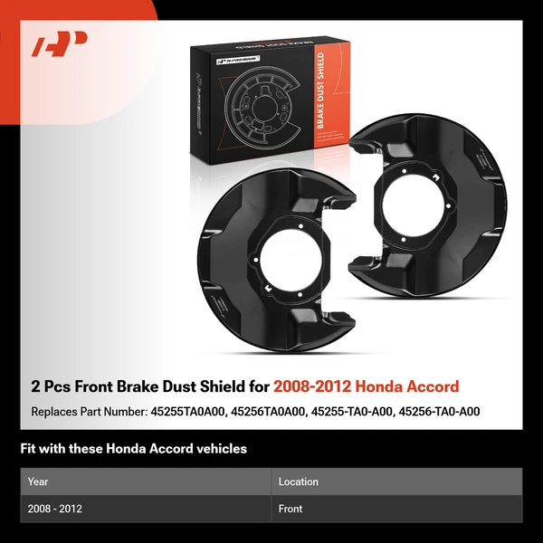 2 Pcs Front Brake Dust Shield for 2008-2012 Honda Accord