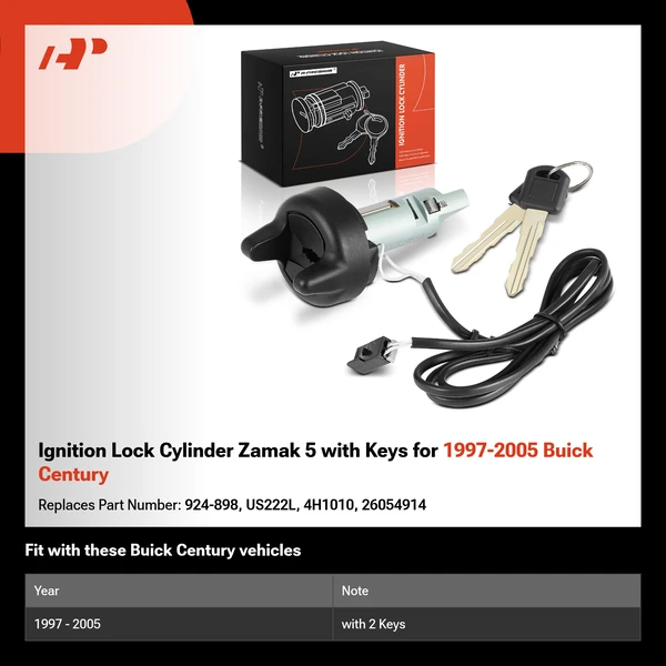 Ignition Lock Cylinder Zamak 5 with Keys for 1997-2005 Buick Century