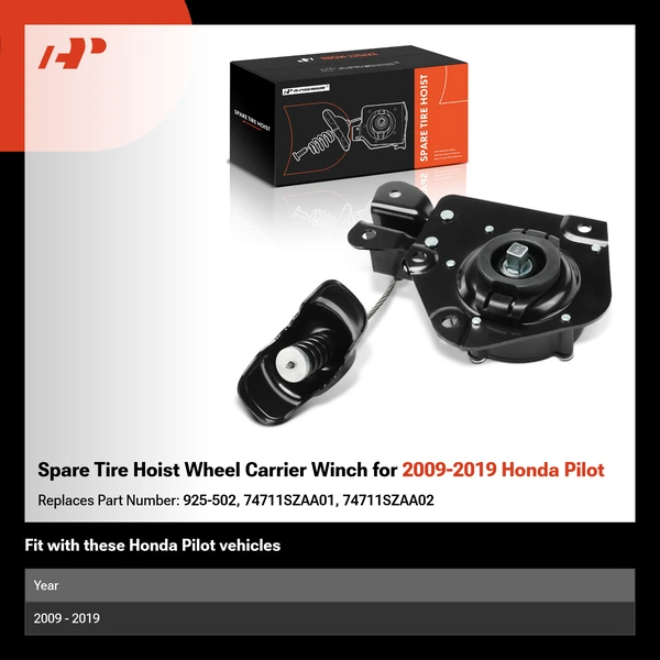 Spare Tire Hoist Wheel Carrier Winch for 2009-2019 Honda Pilot