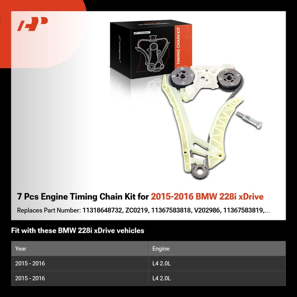 7 Pcs Engine Timing Chain Kit for 2015-2016 BMW 228i xDrive