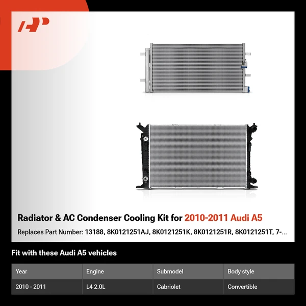 Radiator & AC Condenser Cooling Kit for 2010-2011 Audi A5