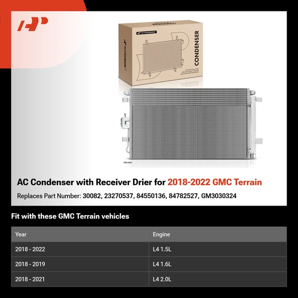 AC Condenser with Receiver Drier for 2018-2022 GMC Terrain