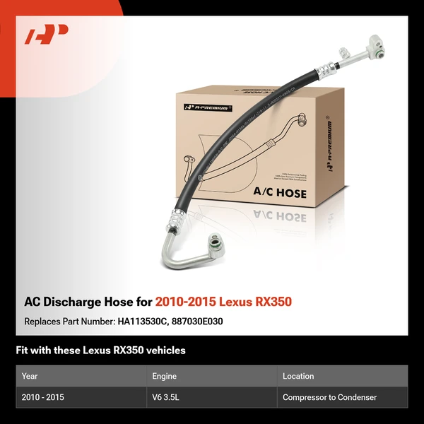 AC Discharge Hose for 2010-2015 Lexus RX350