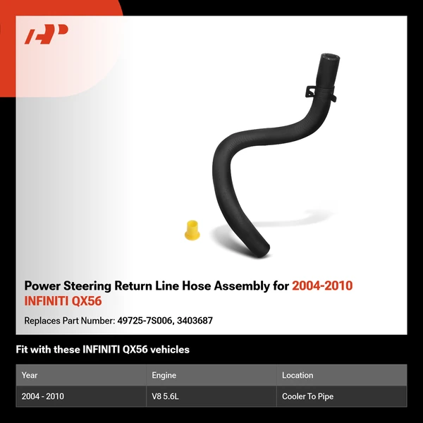 Power Steering Return Line Hose Assembly for 2004-2010 INFINITI QX56