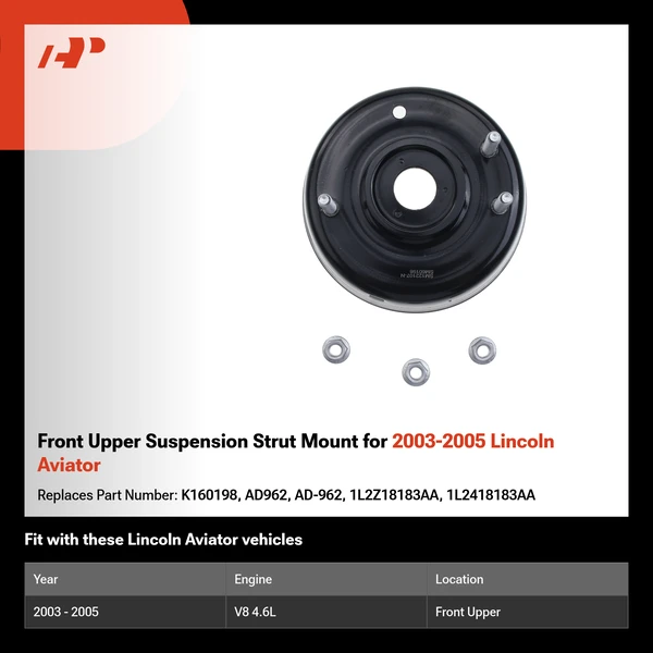 Front Upper Suspension Strut Mount for 2003-2005 Lincoln Aviator