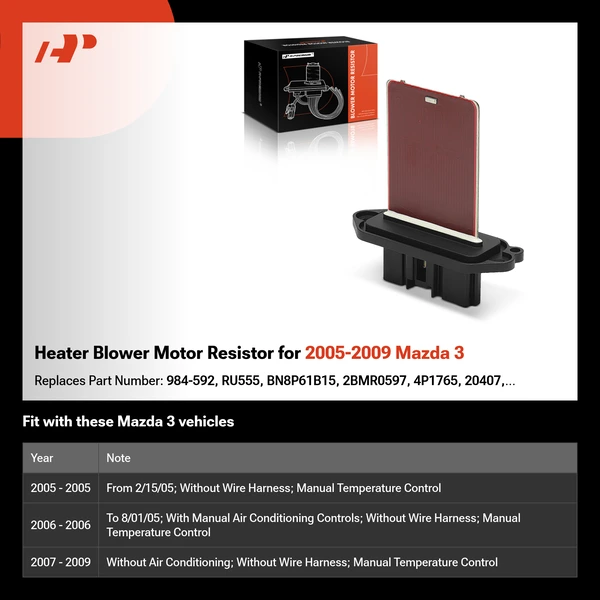 Heater Blower Motor Resistor for 2005-2009 Mazda 3