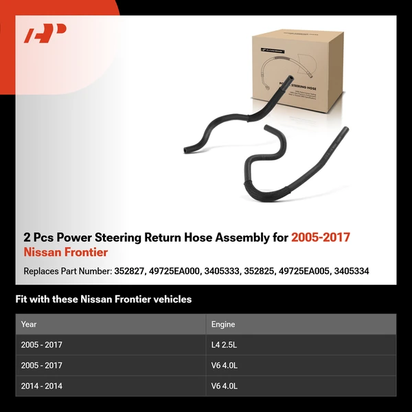 2 Pcs Power Steering Return Hose Assembly for 2005-2017 Nissan Frontier