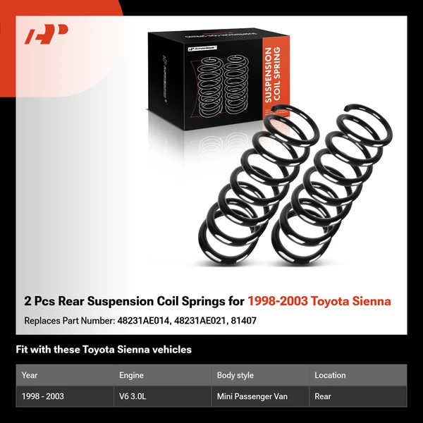 2 Pcs Rear Suspension Coil Springs for 1998-2003 Toyota Sienna