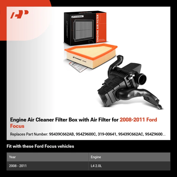 Engine Air Cleaner Filter Box with Air Filter for 2008-2011 Ford Focus
