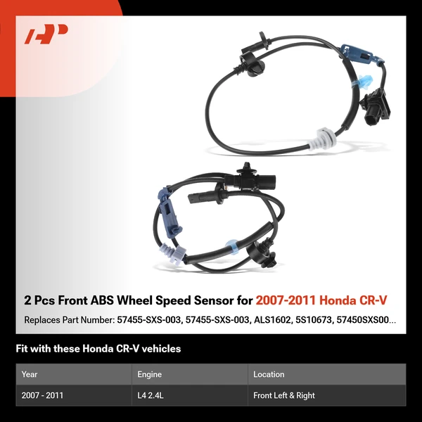 2 Pcs Front ABS Wheel Speed Sensor for 2007-2011 Honda CR-V