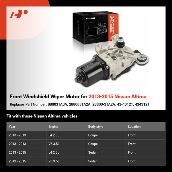 Front Windshield Wiper Motor for 2013-2015 Nissan Altima