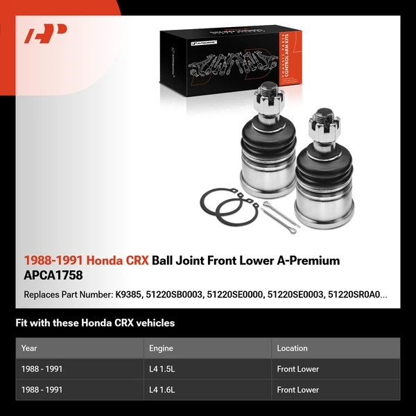 1988-1991 Honda CRX Ball Joint Front Lower A-Premium APCA1758