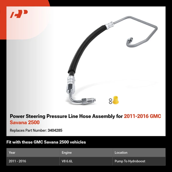 Power Steering Pressure Line Hose Assembly for 2011-2016 GMC Savana 2500