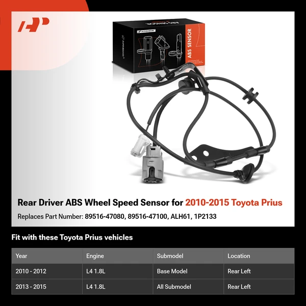 Rear Driver ABS Wheel Speed Sensor for 2010-2015 Toyota Prius