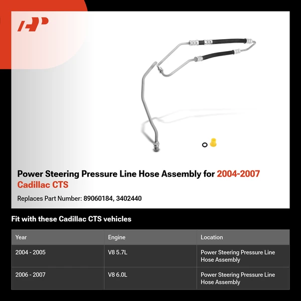 Power Steering Pressure Line Hose Assembly for 2004-2007 Cadillac CTS