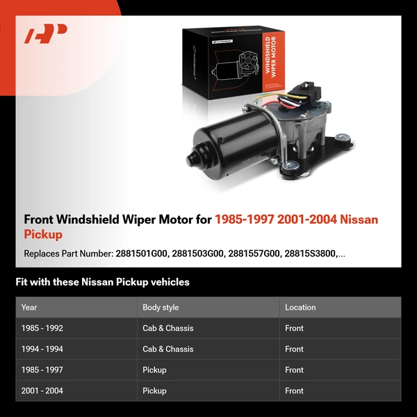 Front Windshield Wiper Motor for 1985-1997 2001-2004 Nissan Pickup