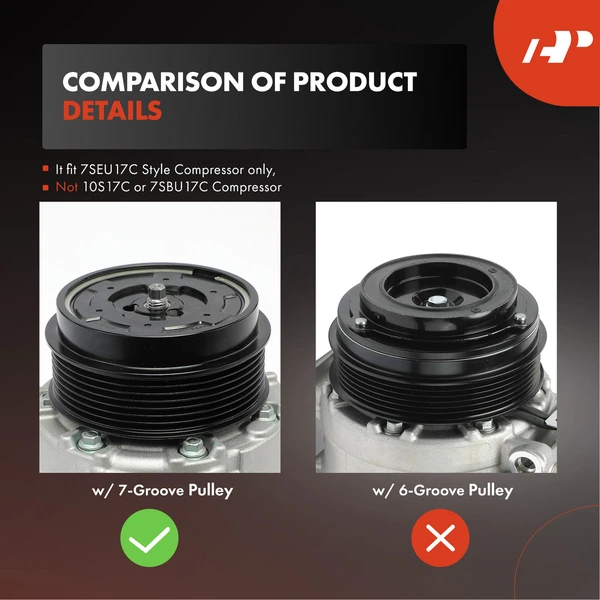 AC Compressor with Clutch with 7-Groove Pulley A-Premium APACC555