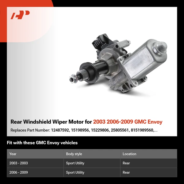 Rear Windshield Wiper Motor for 2003 2006-2009 GMC Envoy