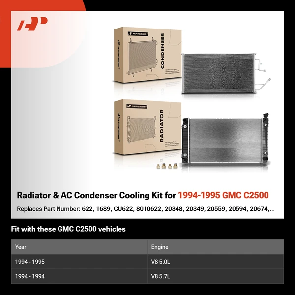 Radiator & AC Condenser Cooling Kit for 1994-1995 GMC C2500