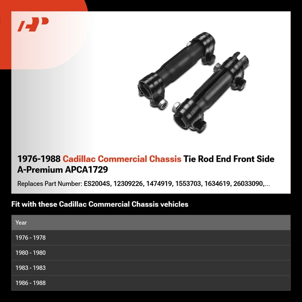 1976-1988 Cadillac Commercial Chassis Tie Rod End Front Side A-Premium APCA1729