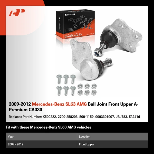 2009-2012 Mercedes-Benz SL63 AMG Ball Joint Front Upper A-Premium CA030