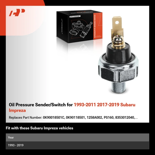 Oil Pressure Sender/Switch for 1993-2011 2017-2019 Subaru Impreza