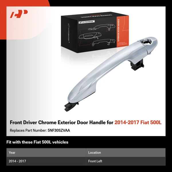 Front Driver Chrome Exterior Door Handle for 2014-2017 Fiat 500L