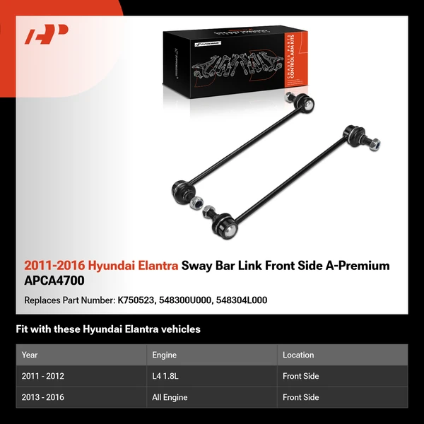2011-2016 Hyundai Elantra Sway Bar Link Front Side A-Premium APCA4700