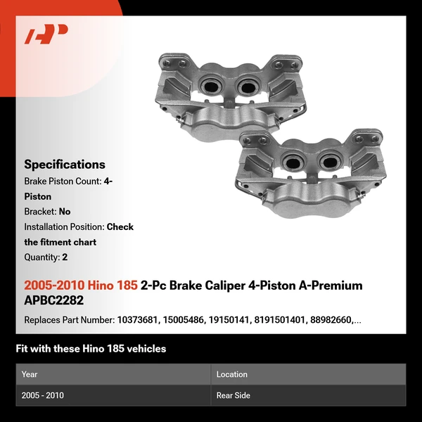 2005-2010 Hino 185 2-Pc Brake Caliper 4-Piston A-Premium APBC2282