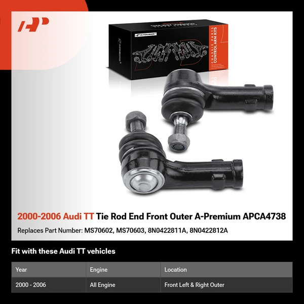 2000-2006 Audi TT Tie Rod End Front Outer A-Premium APCA4738